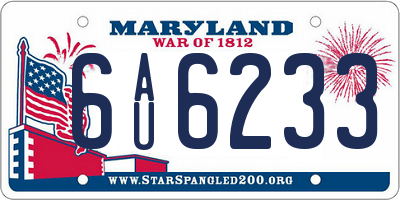 MD license plate 6AU6233