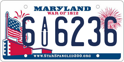 MD license plate 6AU6236