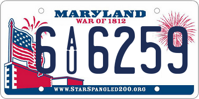 MD license plate 6AU6259