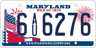 MD license plate 6AU6276