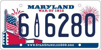 MD license plate 6AU6280