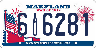 MD license plate 6AU6281