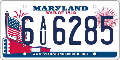 MD license plate 6AU6285