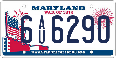MD license plate 6AU6290