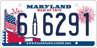 MD license plate 6AU6291