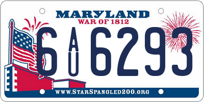 MD license plate 6AU6293