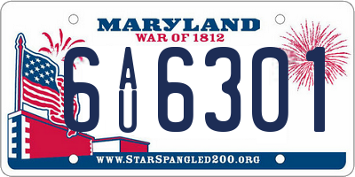 MD license plate 6AU6301