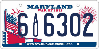 MD license plate 6AU6302