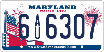 MD license plate 6AU6307