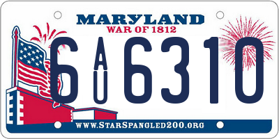 MD license plate 6AU6310
