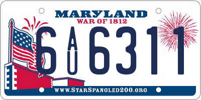 MD license plate 6AU6311