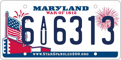 MD license plate 6AU6313