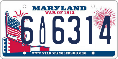 MD license plate 6AU6314