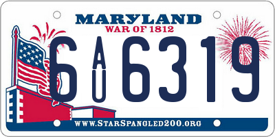 MD license plate 6AU6319