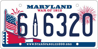 MD license plate 6AU6320