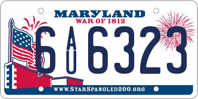 MD license plate 6AU6323
