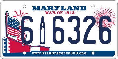 MD license plate 6AU6326