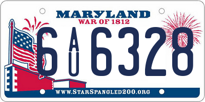 MD license plate 6AU6328