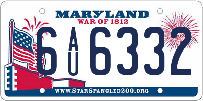 MD license plate 6AU6332
