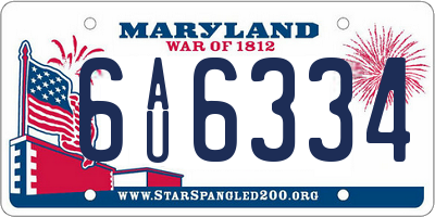 MD license plate 6AU6334
