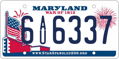 MD license plate 6AU6337