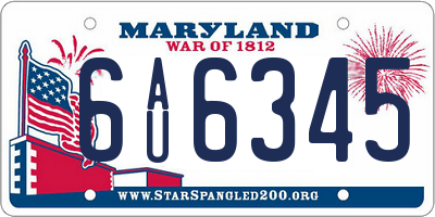 MD license plate 6AU6345