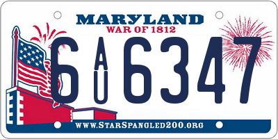 MD license plate 6AU6347