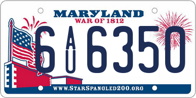 MD license plate 6AU6350