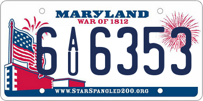 MD license plate 6AU6353