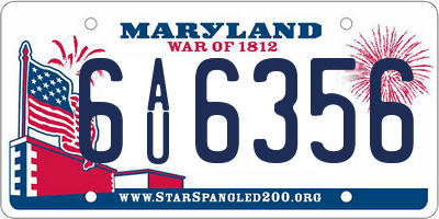 MD license plate 6AU6356