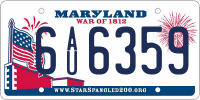 MD license plate 6AU6359