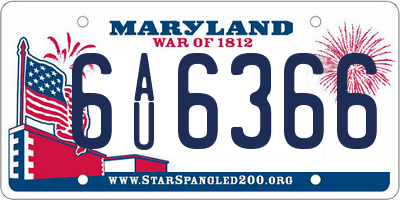MD license plate 6AU6366