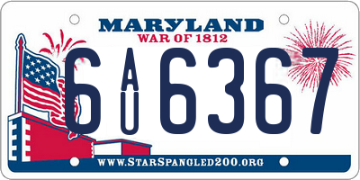 MD license plate 6AU6367