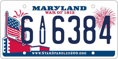 MD license plate 6AU6384