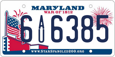 MD license plate 6AU6385