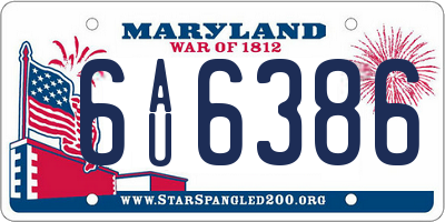 MD license plate 6AU6386