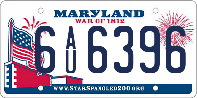 MD license plate 6AU6396