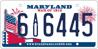 MD license plate 6AU6445