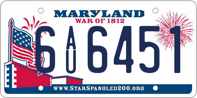 MD license plate 6AU6451