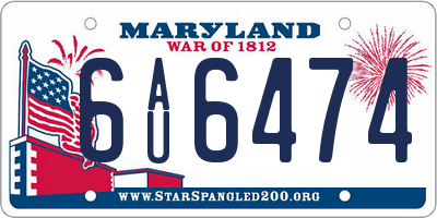 MD license plate 6AU6474