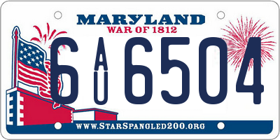 MD license plate 6AU6504