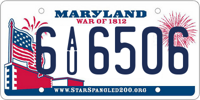 MD license plate 6AU6506