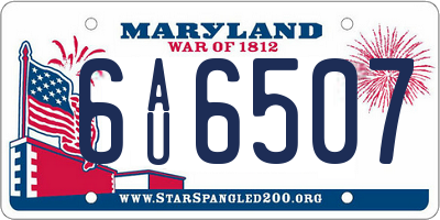 MD license plate 6AU6507