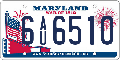 MD license plate 6AU6510