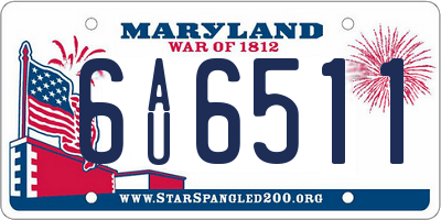 MD license plate 6AU6511