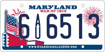 MD license plate 6AU6513