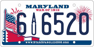 MD license plate 6AU6520