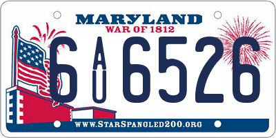 MD license plate 6AU6526