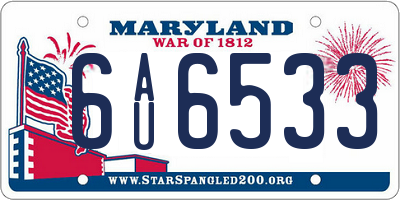 MD license plate 6AU6533