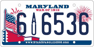 MD license plate 6AU6536